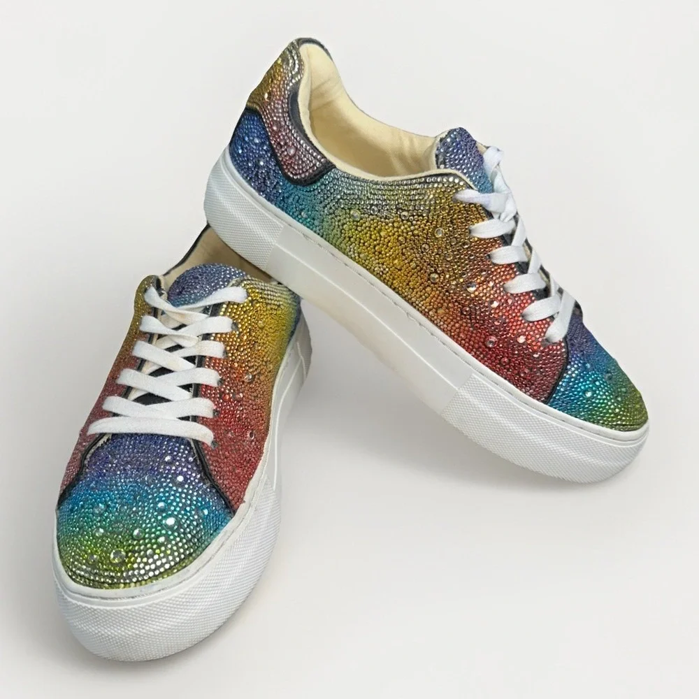 Betsey Johnson Sidny Over The Rainbow Rhinestone Sneakers 6.5M (Fits My 7.5)